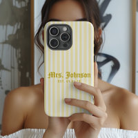 Modern Yellow Stripe Anniversary Wedding Newlyweds