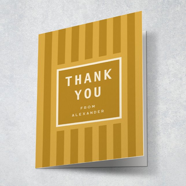 Modern Yellow Stripes Graduation Thank You Card (Creator Uploaded)