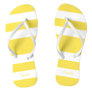 Modern Yellow Stripes Name Thongs