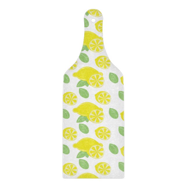Modern Yellow Summer Fun Lemon Slices Green Cutting Board (Front)