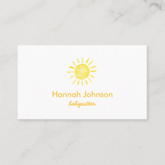 Modern Yellow Sun Babysitter  Business Card