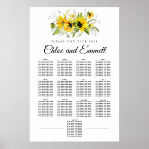Modern Yellow Sunflower 13-Table Seating Chart