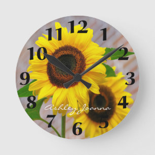 Modern Yellow Sunflower   Round Clock