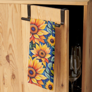 Modern Yellow Sunflower Tea Towel