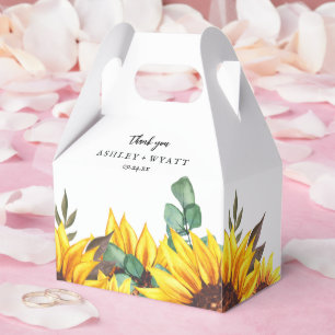 Modern Yellow Sunflower Wedding Favour Box