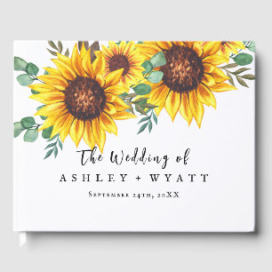 Modern Yellow Sunflower Wedding Guest Book