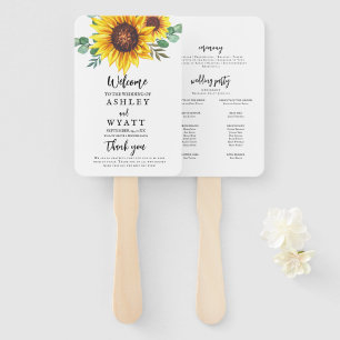 Modern Yellow Sunflower Wedding Hand Fan