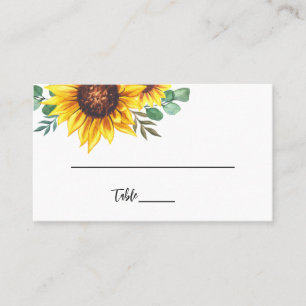 Modern Yellow Sunflower Wedding Place Card