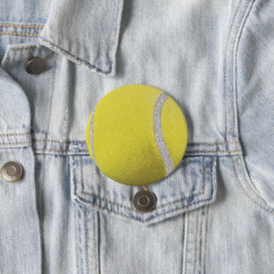 Modern Yellow Tennis Ball With Faux Glitter Line 7.5 Cm Round Badge