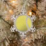 Modern Yellow Tennis Ball With Faux Glitter Line   Snowflake Pewter Christmas Ornament<br><div class="desc">Personalised classic tennis ball design in glitter silver faux foil texture. Simple, minimalist gift for your tennis coach or tennis team, or simply tennis balls with your initial, gold & stylish tennis pattern design. Personalised Gift for a tennis player. Dusty rose tennis gold design. Trendy tennis players' home decor. Trendy...</div>