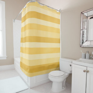 Modern Yellow Textured Stripes Pattern Shower Curtain