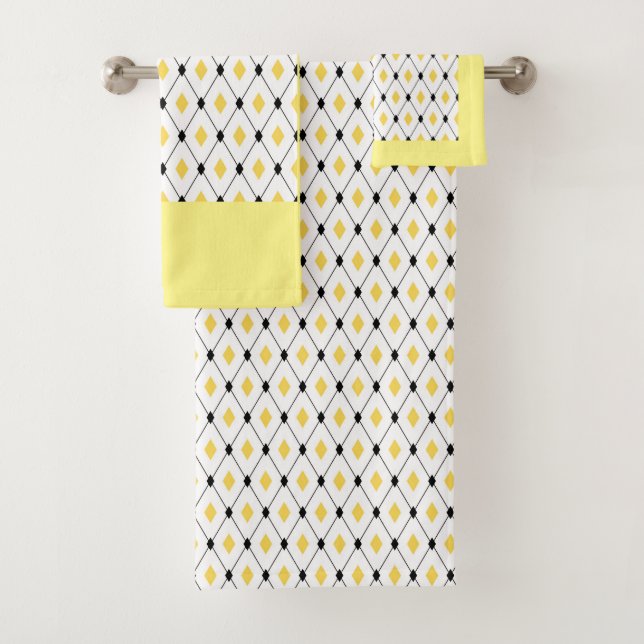 Modern Yellow Triangles   Bath Towel Set (Insitu)