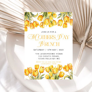 Modern Yellow Tulips Floral Mothers Day Brunch Invitation