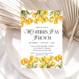 Modern Yellow Tulips Floral Mothers Day Brunch Invitation