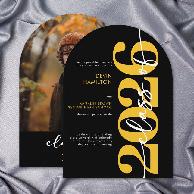 Modern Yellow Typography Arch Grad Announcement (Modern Yellow Typography Arch Grad Announcement)