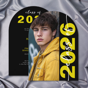 Modern Yellow Typography Arch Grad Announcement