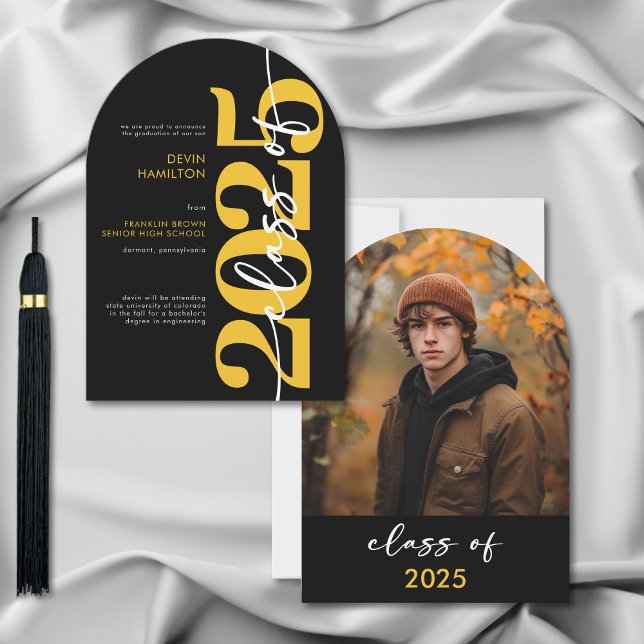 Modern Yellow Typography Arch Grad Announcement (Creator Uploaded)