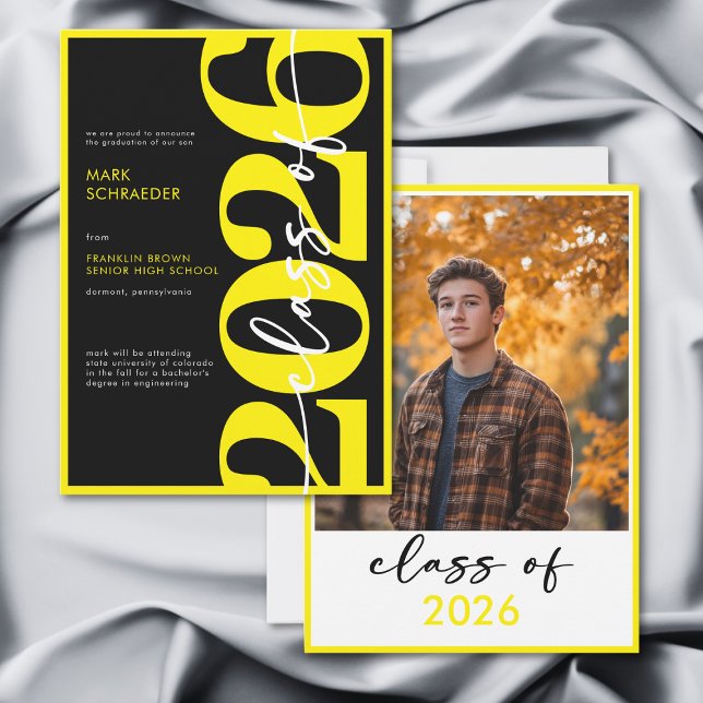 Modern Yellow Typography Graduation Announcement (Modern Yellow Typography Graduation Announcement)