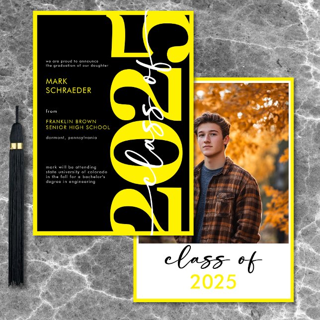 Modern Yellow Typography Graduation Announcement (Modern Yellow Typography Graduation Announcement)