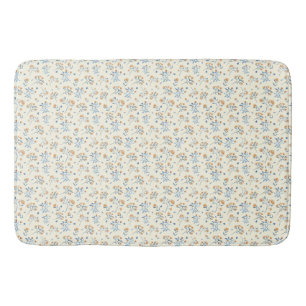 Modern Yellow Vintage Wildflower Pattern Bath Mat
