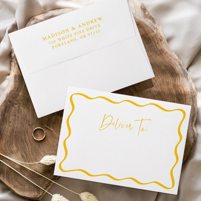 Modern Yellow Wavy Frame Wedding Envelope (Creator Uploaded)