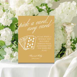 Modern Yellow Wedding Playing Cards Pedestal Sign
