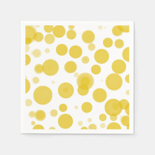 Modern Yellow White Polka Dot Bubbles Party Napkin