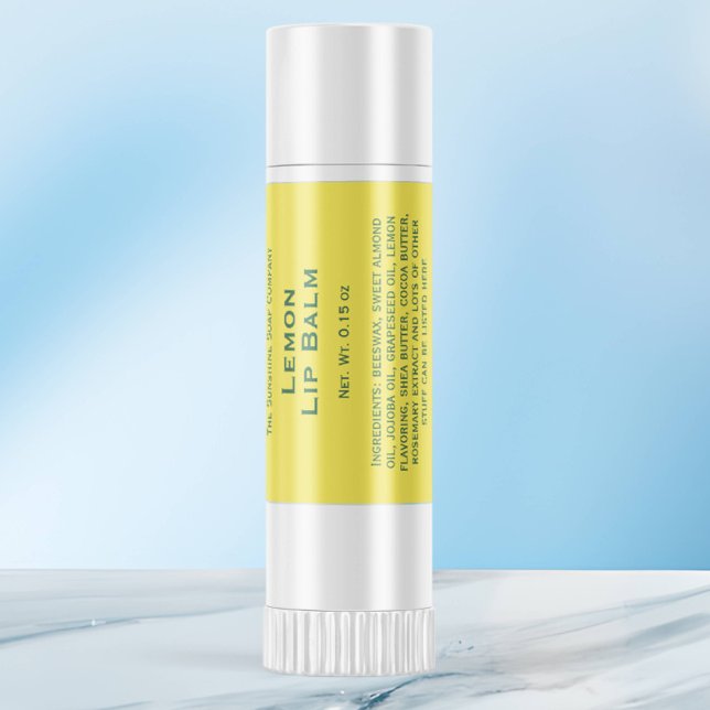 Modern yellow with green text lip balm tube label (Creator Uploaded)