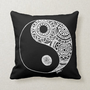 Modern Yin Yang Black and White Cushion