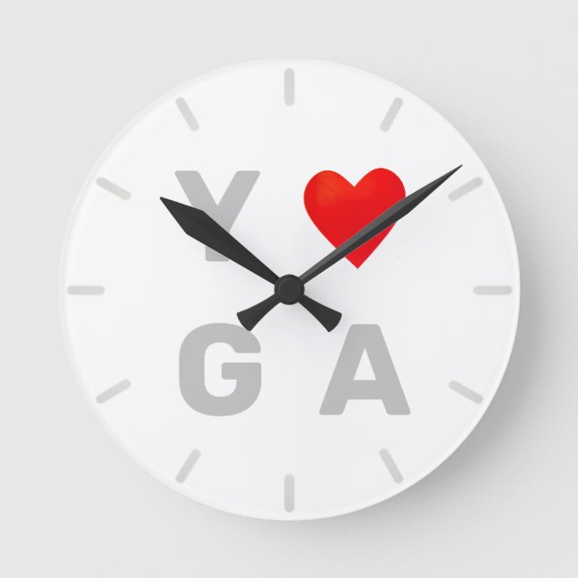 Modern Yoga Heart Round Clock (Front)