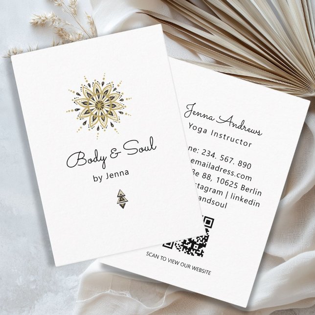 Modern Yoga Massage Wellness QR Code Business Card (Modern Yoga Massage Wellness QR Code Business Card)