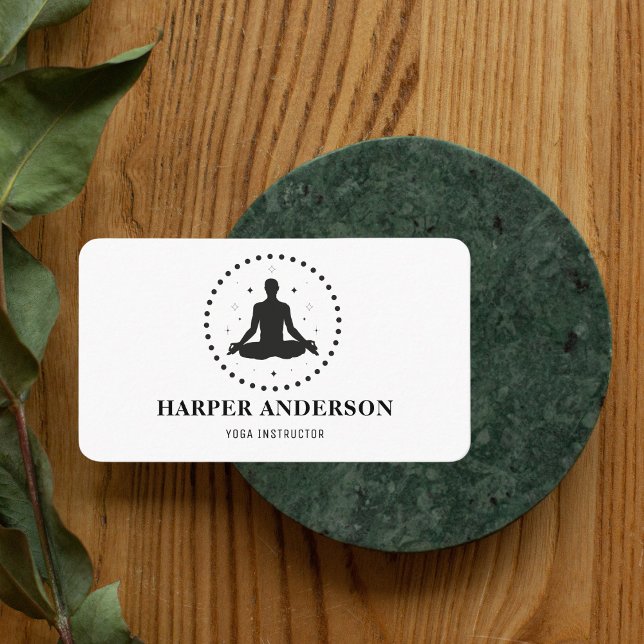 Modern Yoga Namaste Instructor Professional Logo Business Card (Creator Uploaded)