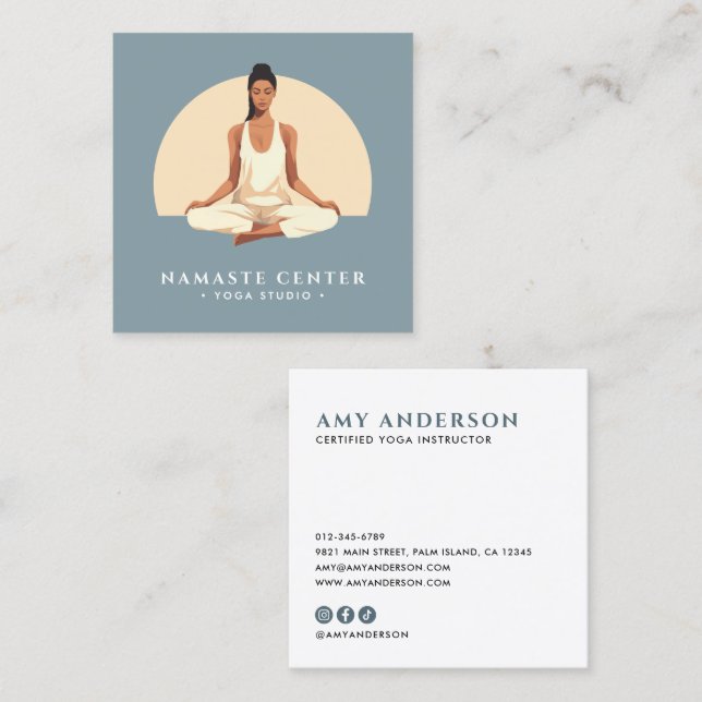 Modern Yoga/Wellness Square Business Card (Front/Back)