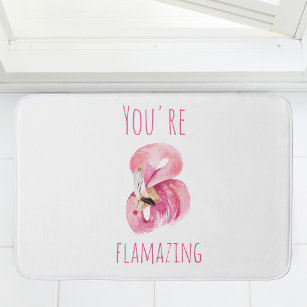 Modern You Are Flamazing Beauty Pink Flamingo Bath Mat