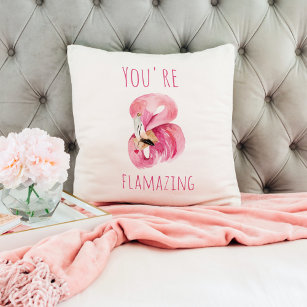 Modern You Are Flamazing Beauty Pink Flamingo Cushion