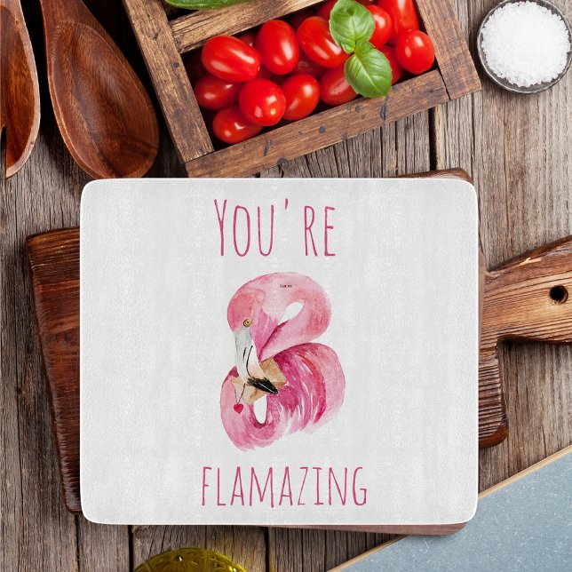 Modern You Are Flamazing Beauty Pink Flamingo Cutting Board (Creator Uploaded)