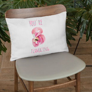 Modern You Are Flamazing Beauty Pink Flamingo Decorative Cushion