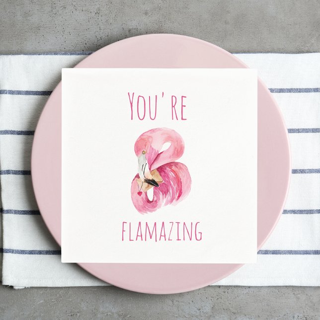Modern You Are Flamazing Beauty Pink Flamingo Napkin (Creator Uploaded)
