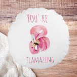 Modern You Are Flamazing Beauty Pink Flamingo Round Cushion<br><div class="desc">Modern You Are Flamazing Beauty Pink Flamingo</div>