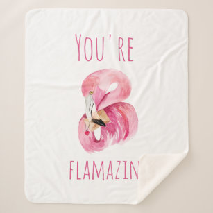 Modern You Are Flamazing Beauty Pink Flamingo Sherpa Blanket