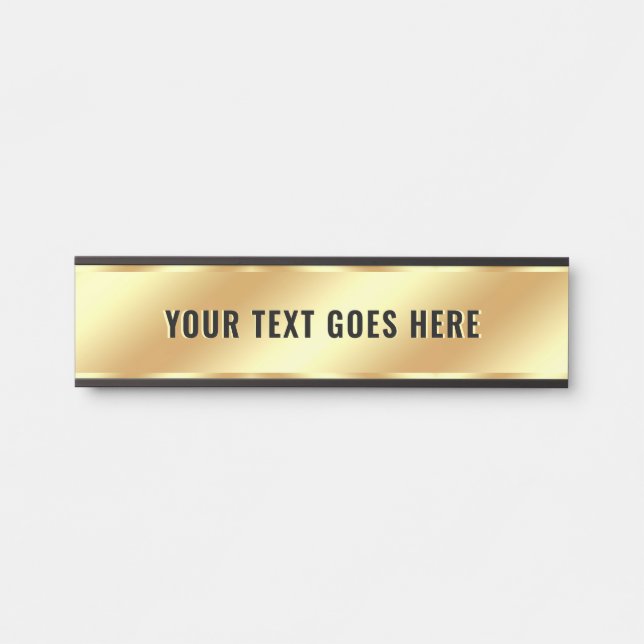 Modern Your Custom Text Gold Elegant Room Name Door Sign (Front)