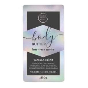 Modern your logo holographic script body butter l