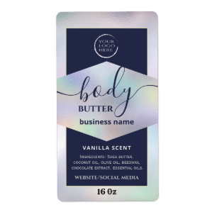Modern your logo holographic script body butter  l