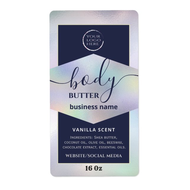 Modern your logo holographic script body butter  l (Front)