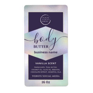Modern your logo holographic script body butter  l