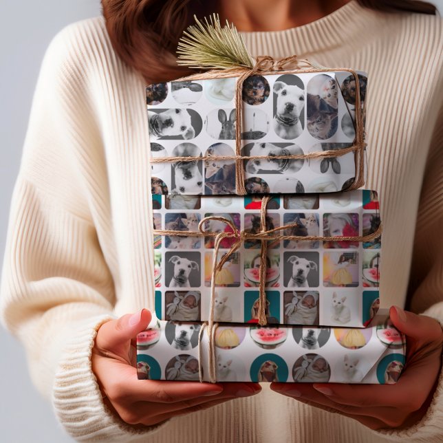 Modern Your Multi Photo Custom Collage  Wrapping P Paper Sheet (Creator Uploaded)