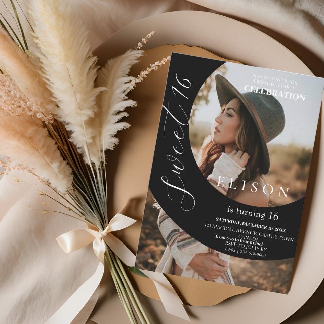 Modern Youth 2 Photo Script Sweet 16 Birthday  Invitation (Creator Uploaded)