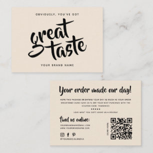 Modern you've got great taste qr code thank you business card