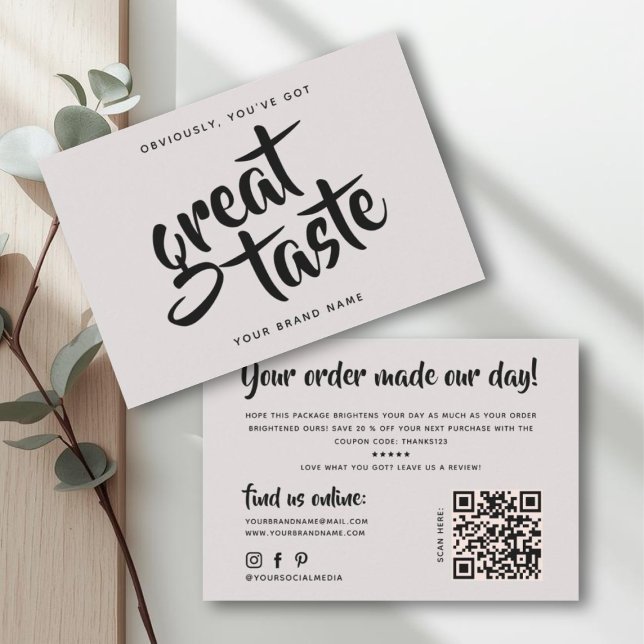 Modern you've got great taste qr code thank you business card (Creator Uploaded)