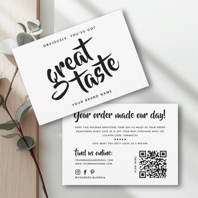Modern you've got great taste qr code thank you business card (Creator Uploaded)
